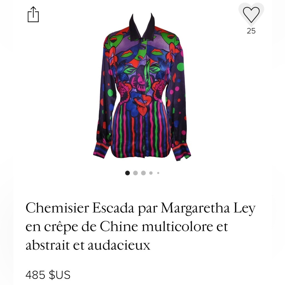 Escada expressionist portrait Abstract Women's 100 percent silk blouse - size 36